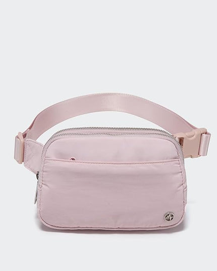 Pander Everywhere Belt Bag for Women, 5 Zipper Pockets Nylon Crossbody Fanny Pack Purse (Pink).