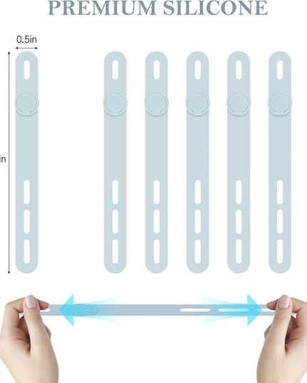 Donruby 30Pcs Silicone Cable Ties - Reusable & Washable with Adjustable Locking Buckles, High Elasticity Cable Management Straps for Home, Office, School, Travel Essential Cord Organizer (Blue)