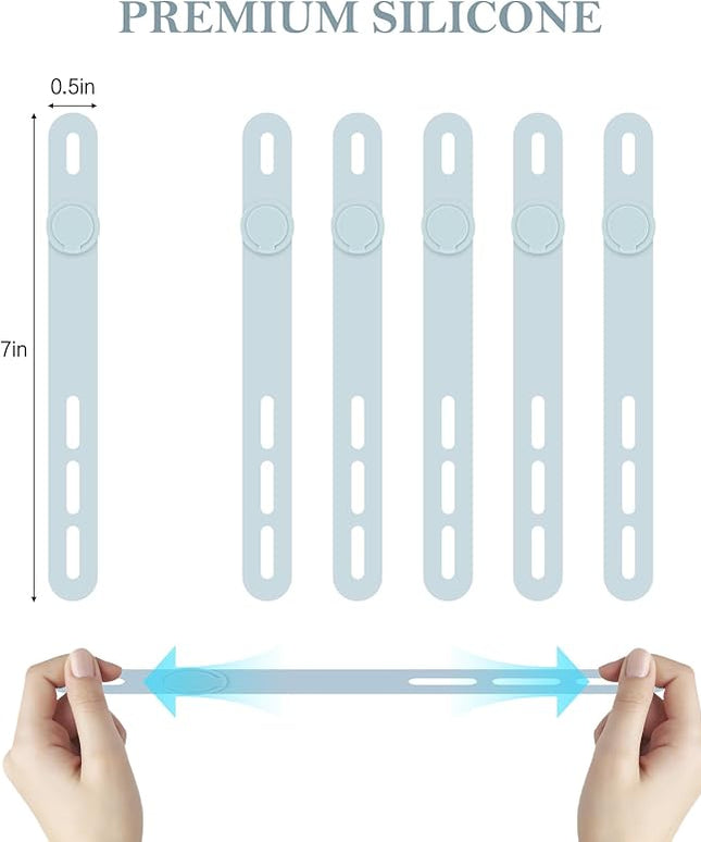 Donruby 30Pcs Silicone Cable Ties - Reusable & Washable with Adjustable Locking Buckles, High Elasticity Cable Management Straps for Home, Office, School, Travel Essential Cord Organizer (Blue)