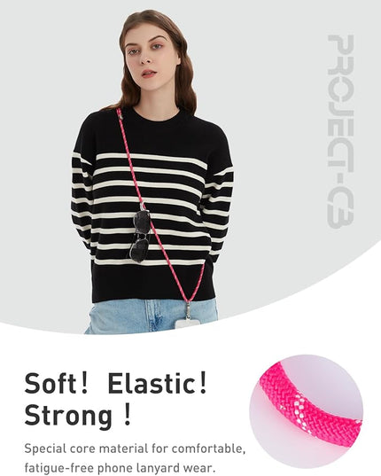 project-cb Cell Phone Lanyard 1,Phone Tether Tab 2,Crossbody Strap,Lanyards for Around the Neck,Adjustable Strap 80-160cm (Magenta-S)