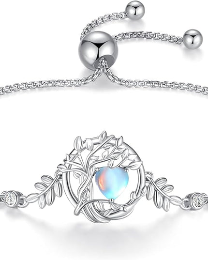 FANCIME Tree of life Birthstone Bracelet for Women Sterling Silver Tree Jewelry Birthstone Charm Bracelet Gemstone Anniversary Birthday Christmas Gifts for Wife Mom Her