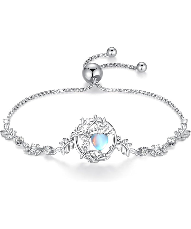 FANCIME Tree of life Birthstone Bracelet for Women Sterling Silver Tree Jewelry Birthstone Charm Bracelet Gemstone Anniversary Birthday Christmas Gifts for Wife Mom Her