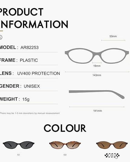 Retro Oval Cat Eye Sunglasses for Women Y2k Trendy Narrow Sunnies Designer Sun Glasses AR82253