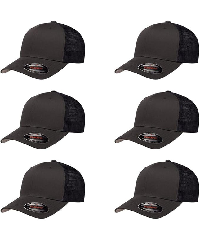 Flexfit 6511 Fitted Mid-Profile Stretchable Mesh Panels Trucker Cap | Bulk Pack Available