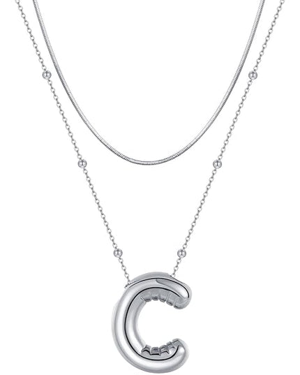 LUCA SMITH Initial Necklaces for Women, Dainty Balloon Bubble Letter, Name Letter Alphabet Pendant Layered Choker Chain Jewelry Gift