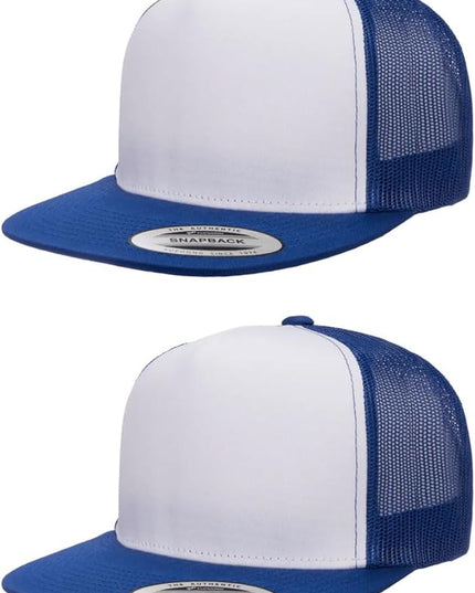 Yupoong 5-Panel YP Classic Trucker Cap | High Profile Flat Visor Snapback | OSFM | Bulk Packs Available