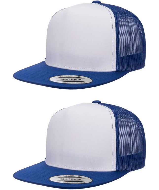Yupoong 5-Panel YP Classic Trucker Cap | High Profile Flat Visor Snapback | OSFM | Bulk Packs Available