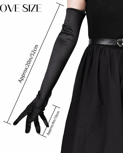 THARAHT Women Long Gloves with Satin Elbow Length for 1920s Opera Tea Party Costumes Bridal Evening Dress