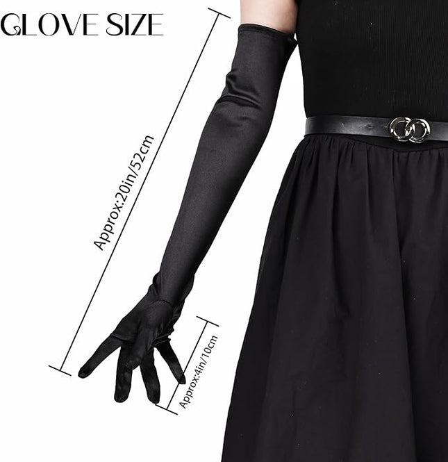THARAHT Women Long Gloves with Satin Elbow Length for 1920s Opera Tea Party Costumes Bridal Evening Dress