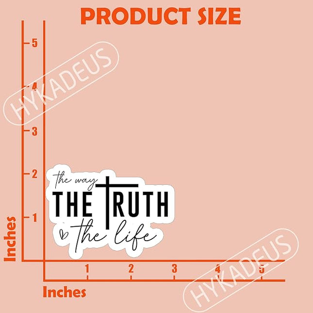 (3Pcs) Jesus The Way The Truth The Life Sticker, Christian Religious Faith Sticker, Cross Stickers, Waterproof Vinyl Decals for Books Laptops Phones Tumblers Water Bottles, 3 x 2.2 Inch