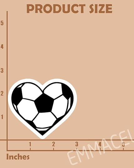 (3PCS) Soccer Heart Stickers – Waterproof Vinyl Decals for Laptop, Water Bottle, Notebook, Phone, Gift for Soccer Players, Teams, Fans, Sports Stickers – 3" x 3"