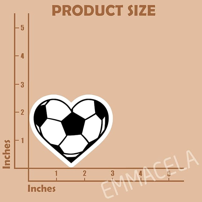 (3PCS) Soccer Heart Stickers – Waterproof Vinyl Decals for Laptop, Water Bottle, Notebook, Phone, Gift for Soccer Players, Teams, Fans, Sports Stickers – 3" x 3"