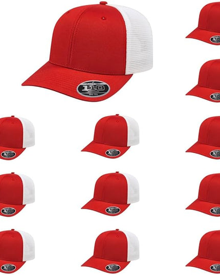 Cap America i8502 Flexfit 110 Premium Mid Profile 6-Panel Mesh Back Trucker Cap Hat w/UV Guard & Adjustable Snapback