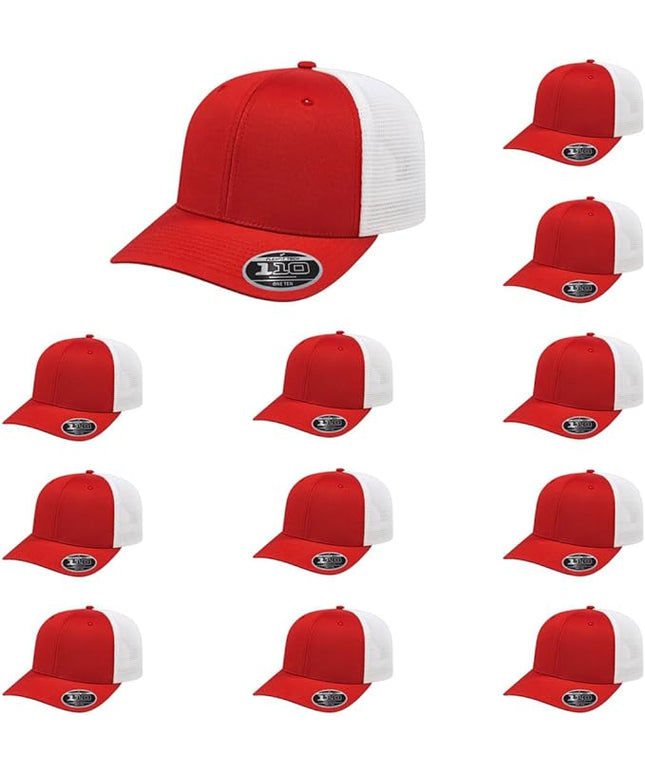 Cap America i8502 Flexfit 110 Premium Mid Profile 6-Panel Mesh Back Trucker Cap Hat w/UV Guard & Adjustable Snapback