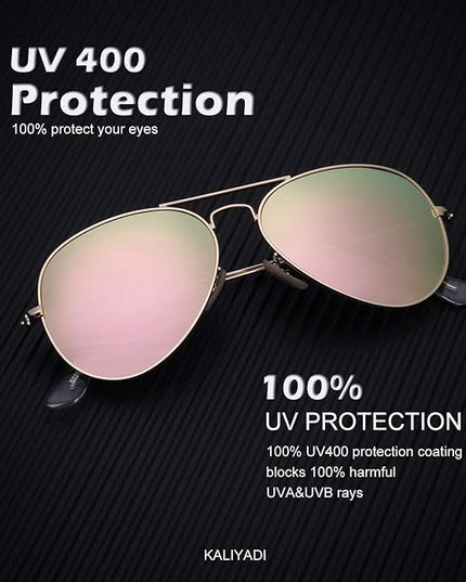 KALIYADI Classic Aviator Sunglasses for Men Women Driving Sun glasses Polarized Lens UV Blocking
