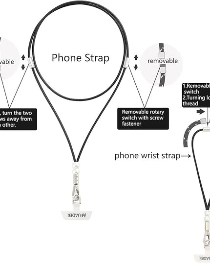 cell phone lanyard Detachable Phone Chain Strap Leather 2-in-1 anti theft phone strap