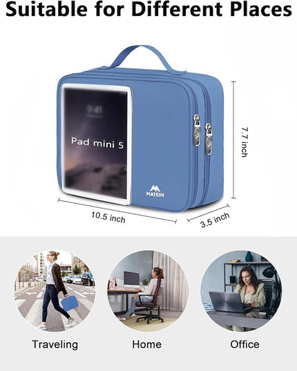 MATEIN Electronics Organizer, Cable Organizer Bag Electronic Accessories Case with Handle for Cable, Cord, Tablet, Charger, Phone, Double Layers Tech Case Travel Gifts for Men and Women, Blue