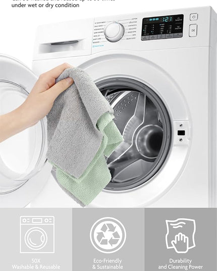 Fantasticlean Microfiber Cleaning Cloth Roll -75 pack, Tear Away Microfiber Towels, 12" x 12", Reusable, Washable, Scratch Free, Ultra Absorbent Dishcloth for All-around Cleaning Supplies (Moss Green)