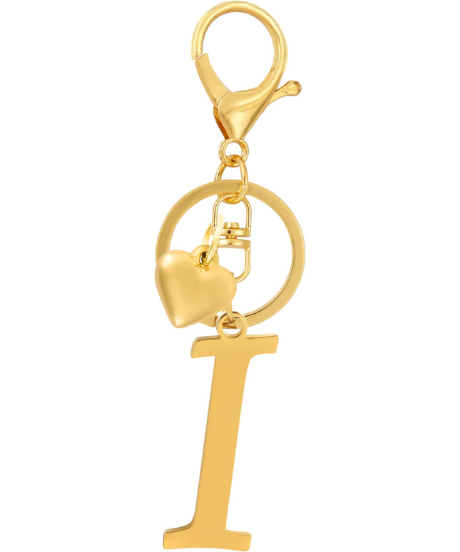 A-Z Heart Initial Letter Keychain, Stainless Steel Alphabet Charm for Handbags, Gift for Women and Girls