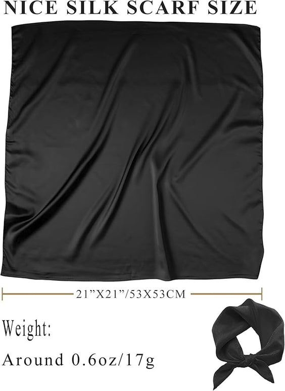 100% Mulberry Silk Scarf for Women Hair Lightweight Square Neckerchief Wrap For Head Scarves 21"