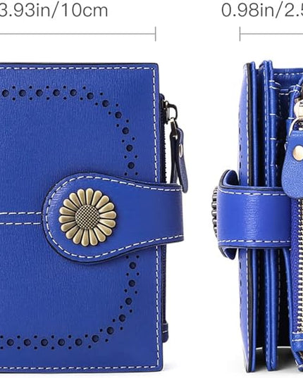 SENDEFN Small Womens Wallet Leather Bifold Card Holder RFID Blocking with Zipper Coin Pocket