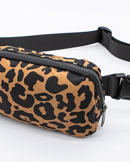 YOSHUYUKI Fanny Pack Cross Body Small Crossbody Bags for Women Men Trendy Nylon Waterproof Mini Purse Travel Running Belt Bag Lulu Dupes Bum Hip Chest Waist Pack Side Bag Must Have Leopard