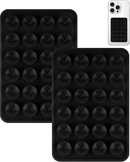 2 Pack Silicone Suction Phone Case Mount, Silicon Adhesive Smartphones Stand Sticky, Non Slip Suction Cup, Hands-Free Phone Accessories Holder for Selfies and Videos Black