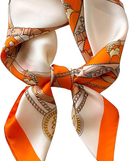 kcctoo 27.5" Mulberry Silk Feeling Head Scarf Women's Fashion Square Neck Satin Scarfs for Bag Hair Scarves Gift