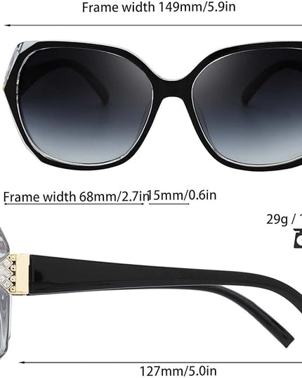 The Fresh Women's Oversized Square Jackie O Cat Eye Hybrid Butterfly Fashion Sunglasses - Exquisite Packaging