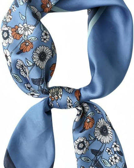 MINIDORA Satin Scarves for Women 27.5 × 27.5 inches Medium Square Elegant Silk Feeling Head Scarf