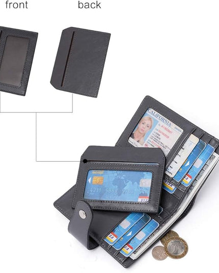 BOSTANTEN Women Leather Wallet RFID Blocking Small Bifold Zipper Pocket Wallet Card Case Purse with ID Window
