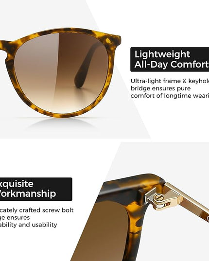 SUNGAIT Premium Vintage Round Sunglasses for Women Men Classic Retro Trendy Style