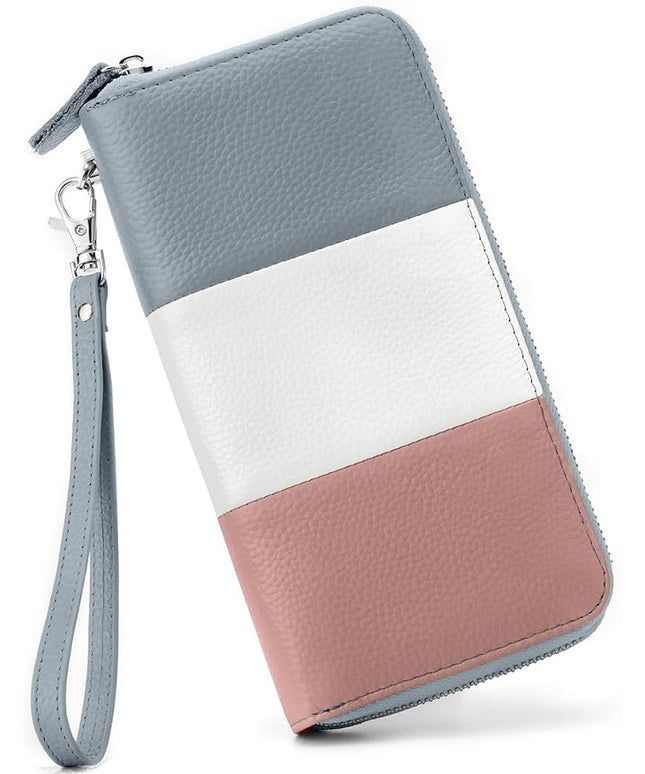 Moflycom Womens Wallet RFID Blocking Genuine Leather Multi Credit Card Large Capacity Zip Around Clutch Travel Purse Wristlet