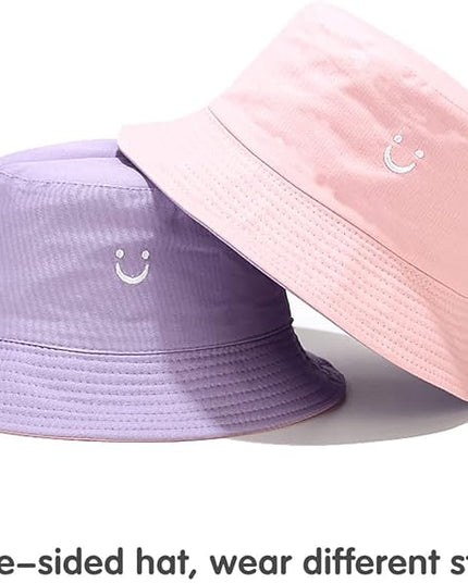 Malaxlx Unisex Bucket Hat Beach Sun Hat Aesthetic Fishing Hat for Men Women Teens, Reversible Double-Side-Wear
