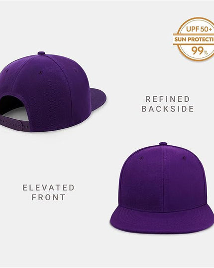 CHOK.LIDS Flat Bill Visor Classic Snapback Hat Blank Adjustable Brim High Top End Trendy Color Style Plain Tone Baseball Cap