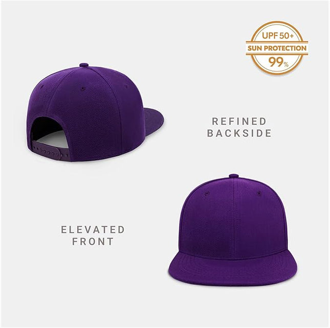 CHOK.LIDS Flat Bill Visor Classic Snapback Hat Blank Adjustable Brim High Top End Trendy Color Style Plain Tone Baseball Cap