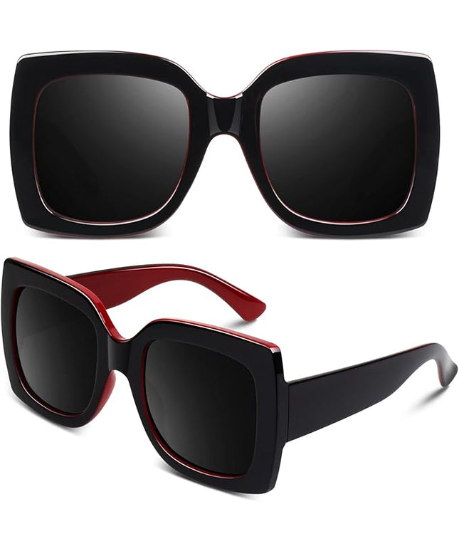 GQUEEN Oversized Square Frame Sunglasses Womens Retro Vintage Trendy Shades,S904