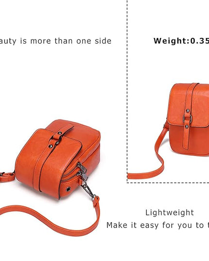 myfriday Vintage Crossbody Phone Bag for Women, Small PU Leather Shoulder Purse and Handbag with Tassel&Rivet Decoration