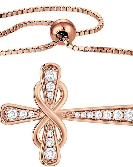 YL Cross Bracelet 925 Sterling Silver Infinity Sideways Link Bracelet Birthstone Jewelry for Women