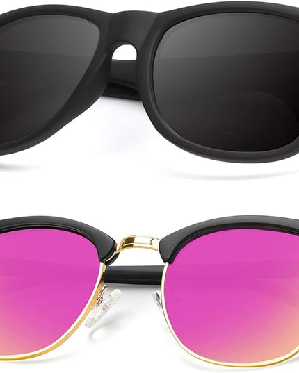 KALIYADI Polarized Sunglasses for Men and Women Semi-Rimless Frame Driving Sun glasses UV Blocking