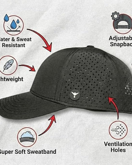 PHNX FIT Performance Snapback Hat for Men & Women - Water Resistant & Sweat Wicking, Lightweight Workout Cap | Running | Golf