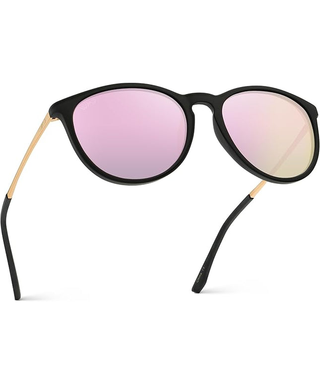 WearMe Pro Round Polarized Sunglasses for Women - UV400 Protection, Lightweight Frame, Vintage Retro Style