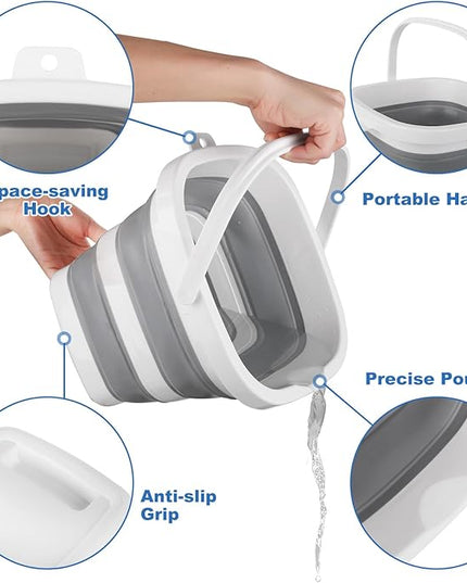 Car Wash Bucket 5L, Collapsible Bucket for Cleaning Supplies, Folding Mop Buckets Water Storage Containers for Camping Gardening Finishing Beach Outdoor RV Sink Wash Basin Ice Tub Swamp Emergency Prep