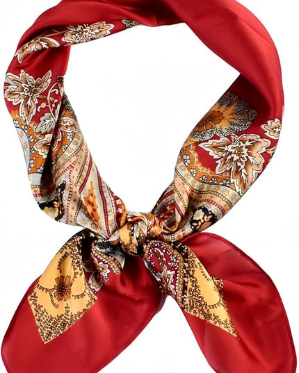 MINIDORA Satin Scarves for Women 27.5 × 27.5 inches Medium Square Elegant Silk Feeling Head Scarf