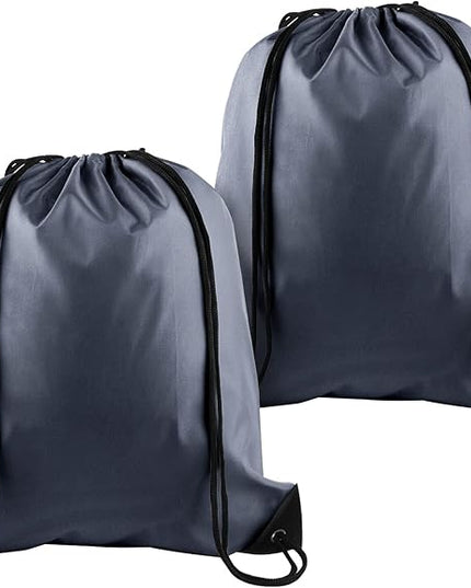 KUUQA 2 Pcs Gray Drawstring Backpacks, 40cm*34cm/15.7"*13.4", Gym, Travel, Outdoor Activities