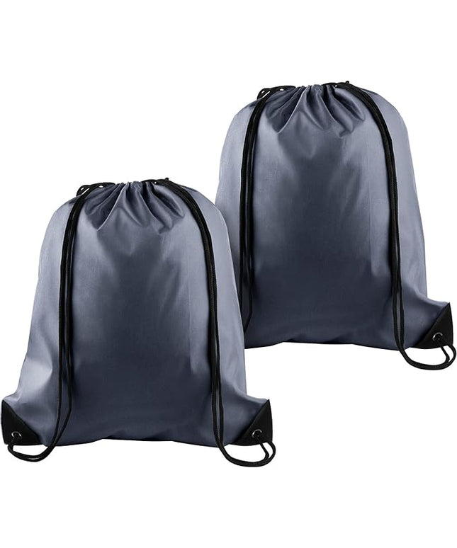 KUUQA 2 Pcs Gray Drawstring Backpacks, 40cm*34cm/15.7"*13.4", Gym, Travel, Outdoor Activities