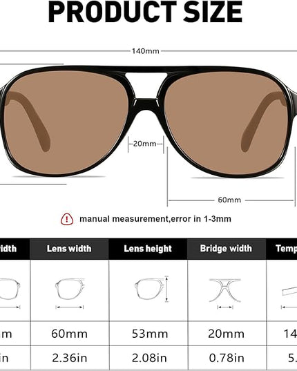 YDAOWKN Retro Aviator Sunglasses for Women Mens Large Frame Classic Vintage 70s Sun Glasses Aviators