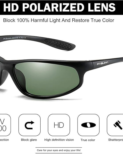 FAGUMA Polarized Sports Sunglasses For Men Cycling Driving Fishing UV400 Protection