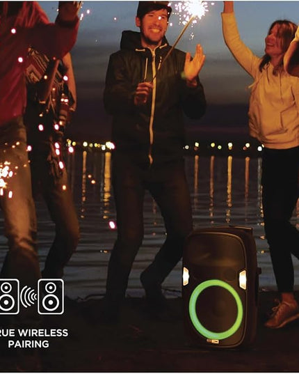 Altec Lansing SoundRover 75 Wireless Speaker 75W Bluetooth Speaker with a Long Lasting 10 Hour Battery, 50 Foot Range, Multi LED Party Modes, True Wireless Pairing, Bonus Microphone