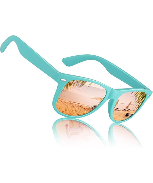 Sunier Polarized Sunglasses for Men and Women, Retro Square Matte Finish UV400 Protection Shades for Driving, Fishing